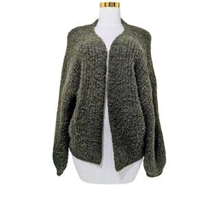 Grade & Gather Green Blue Boucle Oversized Cardigan Sweater M